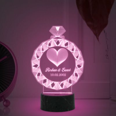 Personalized LED Table Lamp for Couples| Gift For Engagement Multicolored